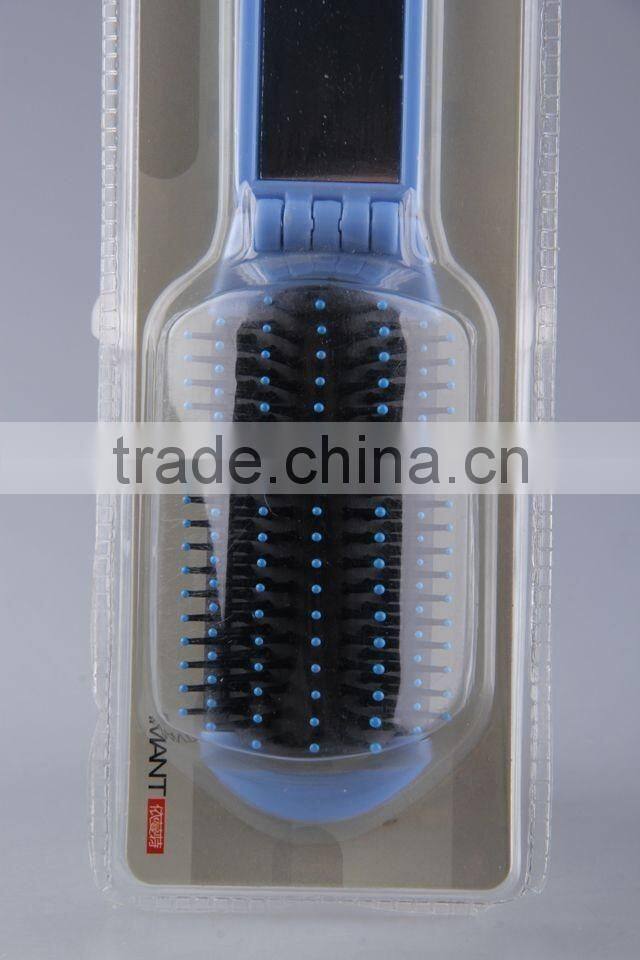 Strip shape plastic folding comb with mirror/hair brush