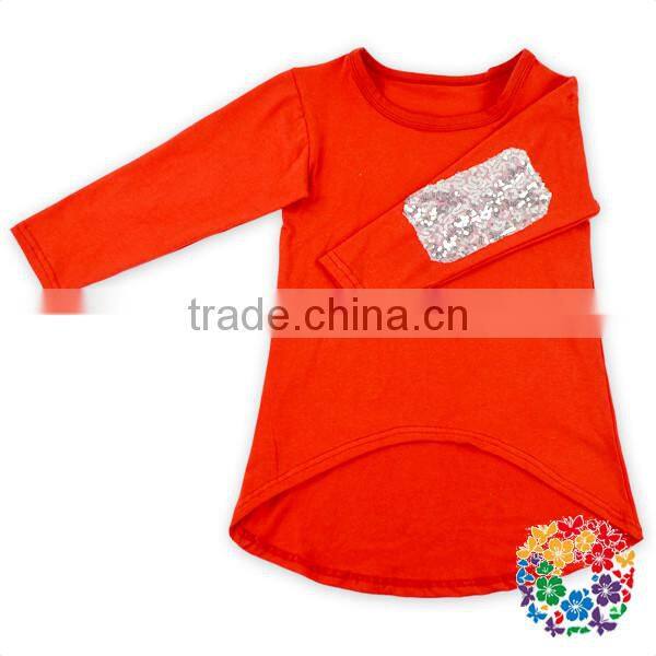 Asymmetrical Design New Model Kids Tshirts Plain White Soft Cotton Long Sleeve Girls Shirt