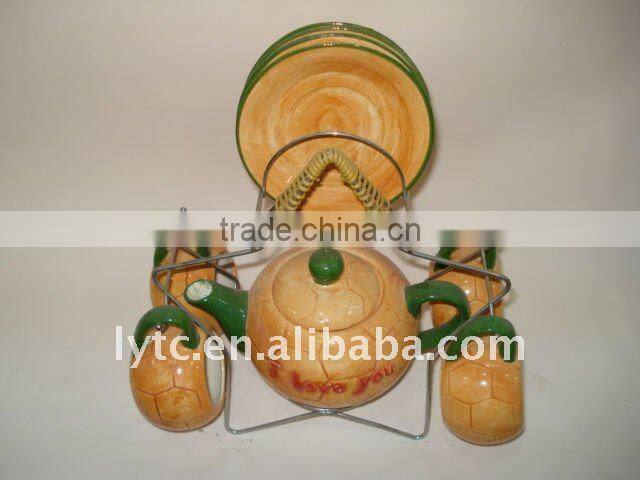colourful porcelain tea set
