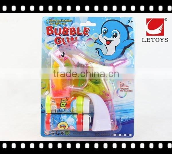 wholesale plastic LED light transparent bubble gun with 1 bottle bubble water