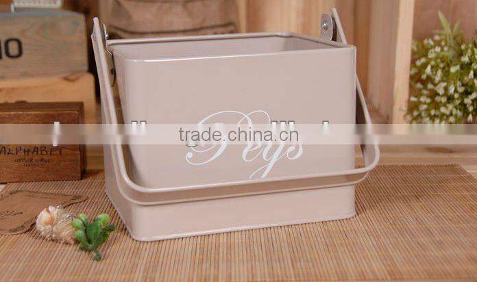 Galvanized Iron Compost Bin Trash Bin Laundry Bin Flower Planter With Handle and Lid