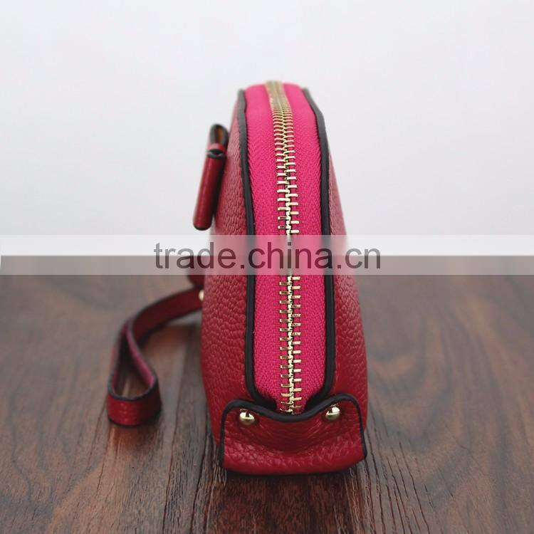 First Genuine leather Bow leather purse makeup Cosmetic Bag shell