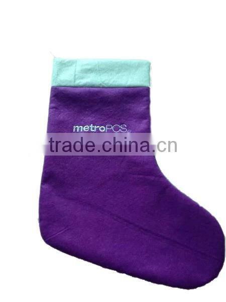 Manufacturer china new products polyester Sacks wool felt Christmas stocking wholesale with embroidered metro for promotion