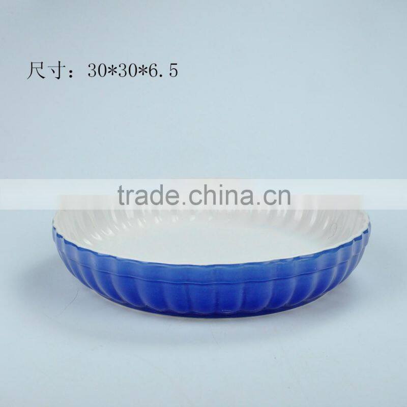 Round Ceramic Baking tray with colorful