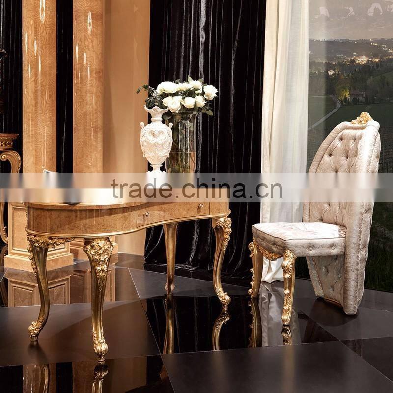 Momoda super fancy luxuious antique solid wood Italian Baroque elegant European style french full set matched golden bedroom set