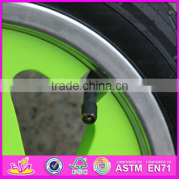 Green Motor Style Kids Wooden Balance Bike with CE approval,Cheap Balance Children wooden balance bike W16C069