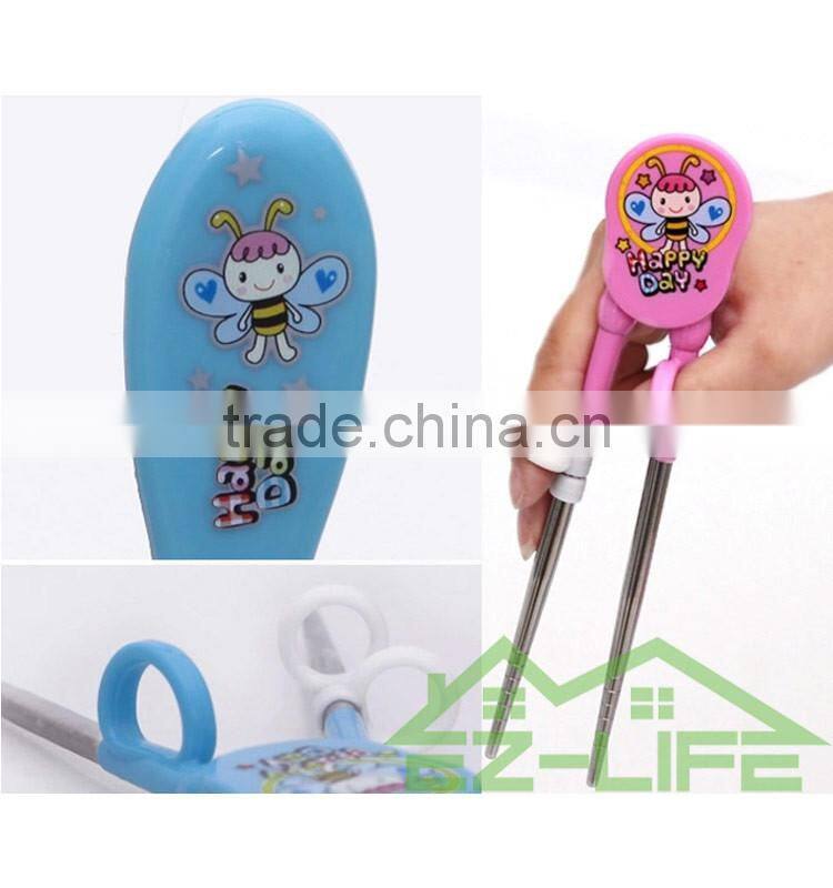 Korean stainless steel baby faltware sets training chopsticks and spoon