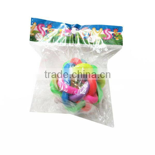 Plastic Toy Ball With Ring Chew Toy Rainbow Ball