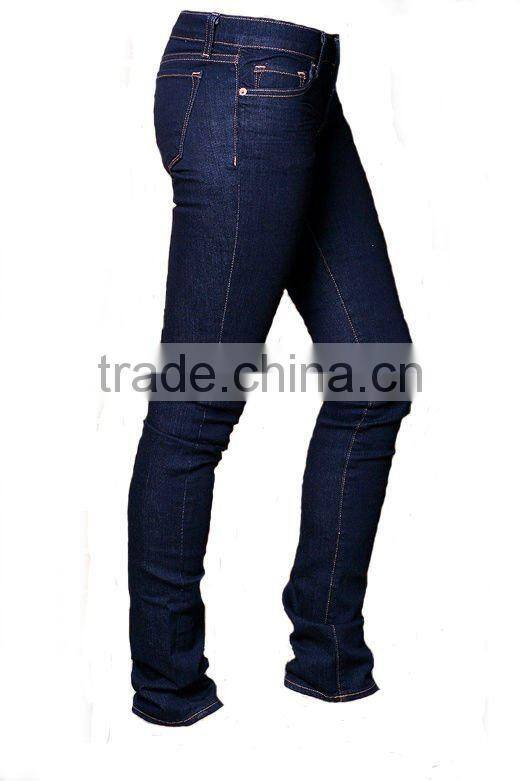 Ladies 98%cotton 2% spandex woven pencil denim jeans
