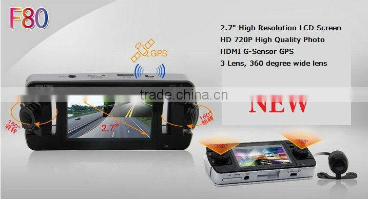 2013 New 360 Degree 3 Lens Night Version Car Recorder