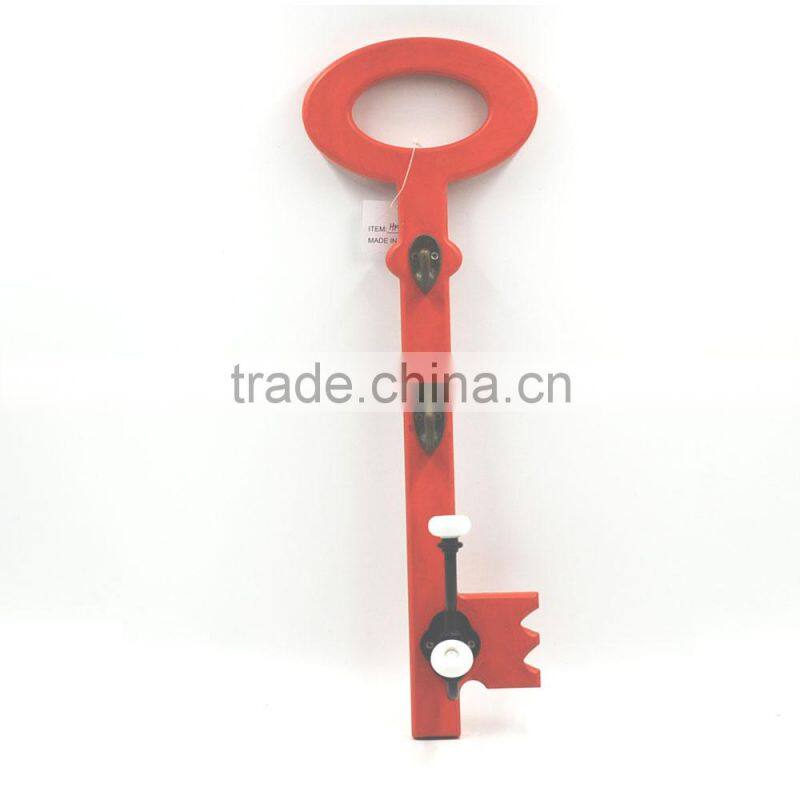 Everyday crafts key shape antique chinese carved plaque wooden wall hanger with hooks