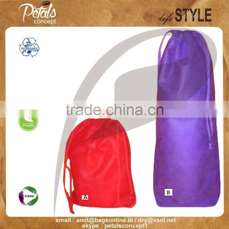 Non-woven gift pouch with drawstring