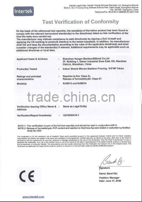 2016 Cheap CE ISO Certified High Quality Carbonized Click Solid Bamboo Flooring