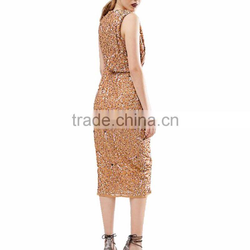 Simple bridesmaid Outdoor Sew On Crystal Beads Wedding Dress