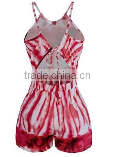 Fashion Summer Sexy Printing Playsuit for Tie dye Pattern