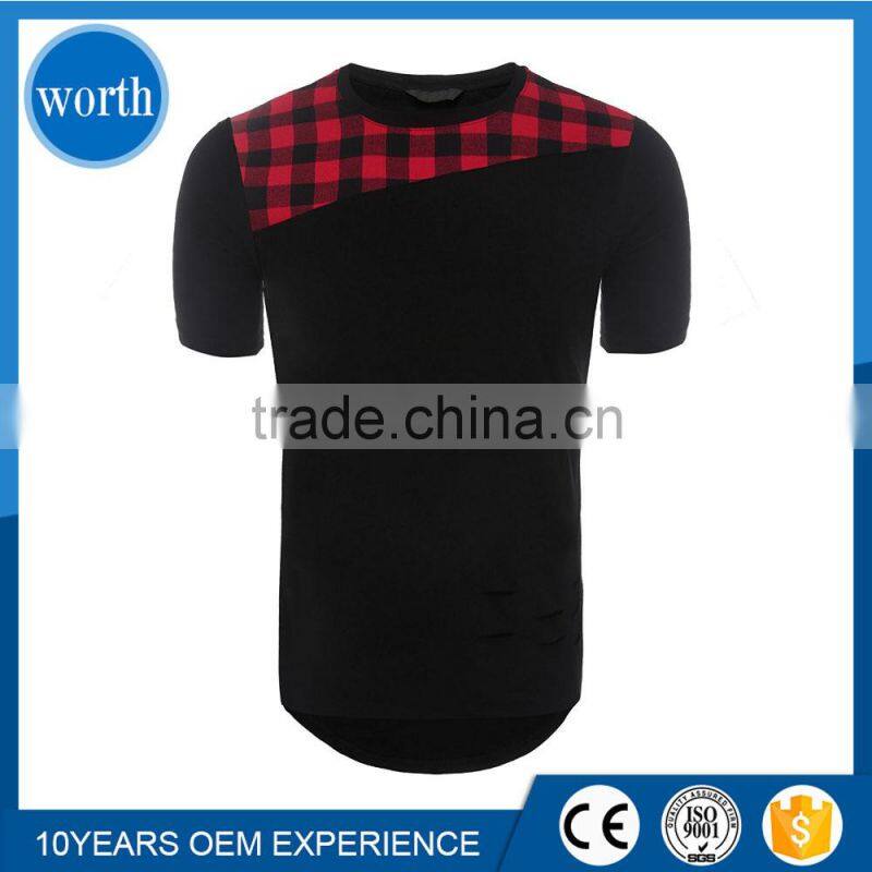 Man Longline Shirt Scoop Bottom with Triangle Check