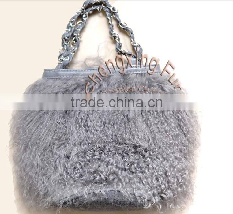 CX-H-04B Hot Sale Genuine Mongolian Lamb Fur Hand Bags