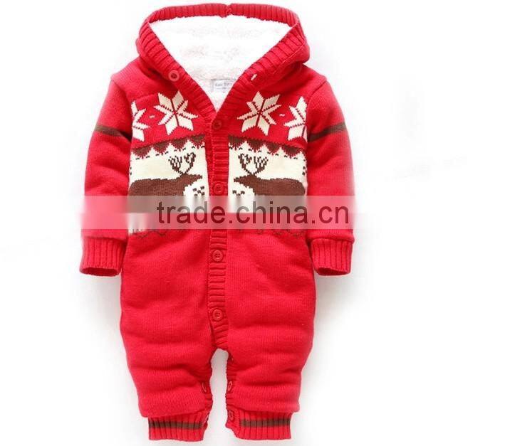 nordic design reindeer jacquard baby knitted hooded jumper