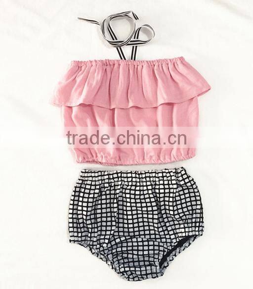 Summer Apparel Polka Dots Singlet And Bloomer Matching Clothes Wholesale