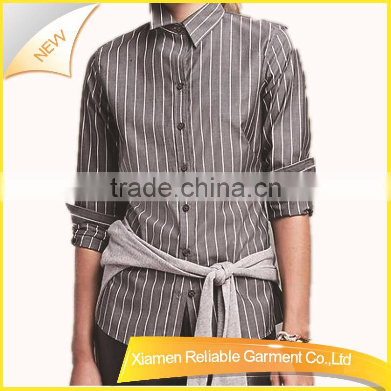 Long sleeve women stripe formal shirt