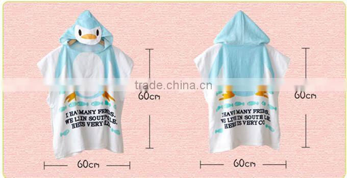 Cute 100 cotton reactive printing velour toddler hooded towel