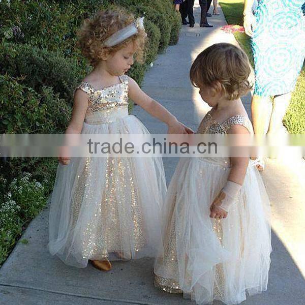 Flower Girls Sequins Tutu Dress Kids Long Birthday Party Dress