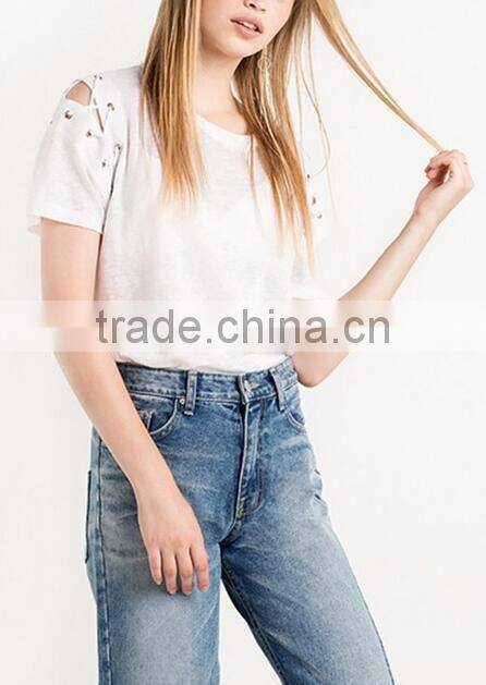 Runwaylover EY2197B Europe Style 2017 Ladies Fashion Hollow out T-Shirts
