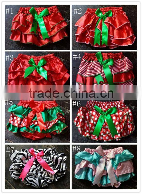 cute satin baby bloomer with ruffle diaper cover kids bloomer with bow