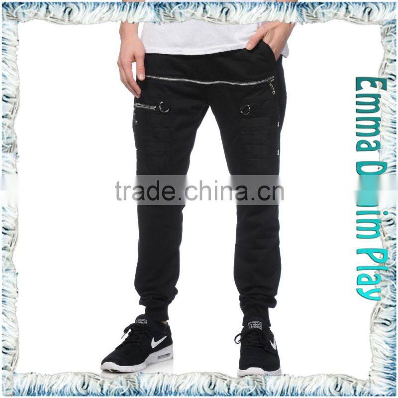 Silver Zips Established Men Lace Up Street Joggers Wholesale