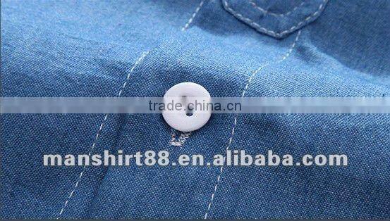 European American style Light blue 100% Organic cotton Denim Retro Cowboy shirt for men with S,M,L,XL,XXL