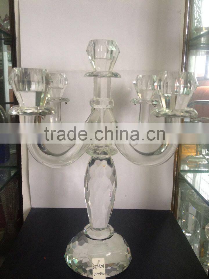Hot Sale! Latest 34cm Multifunctional 5 Arms Crystal Candle Holder For Decoration