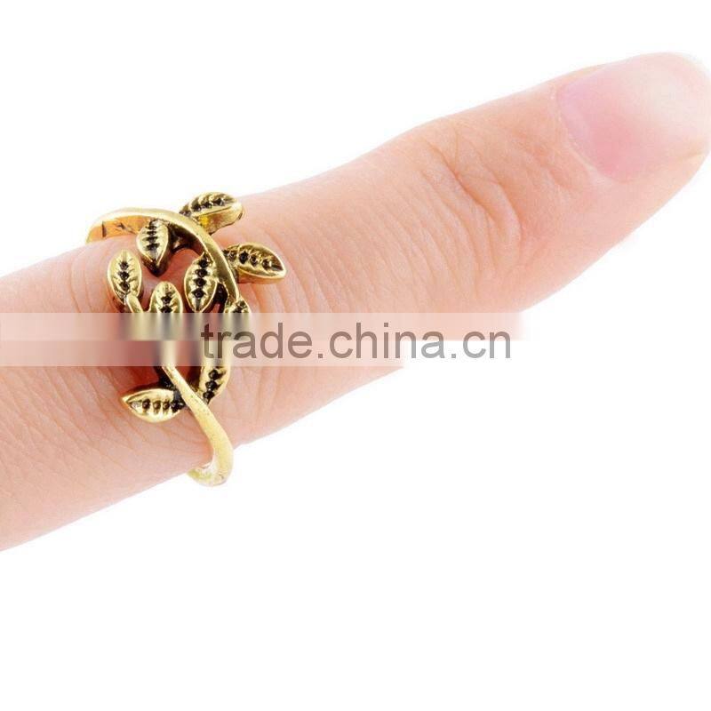 Laurel Branch Statement Leaf Rings Gold Plated Minimalist Jewelry Resizable