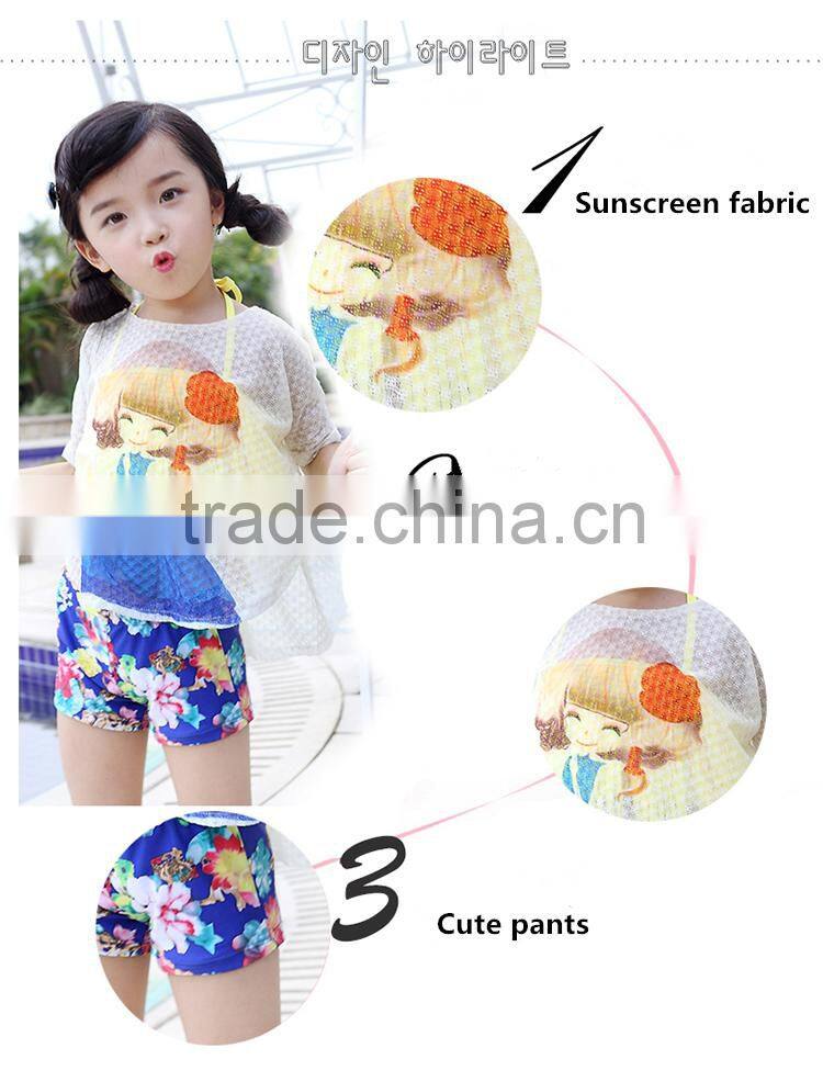 DC-YJM-0013 Latest flower cute pants children wholesale modeling swimwear
