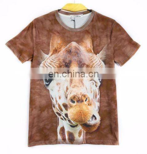 Mens Summer Clothing 3D Animal Print Round Top T-Shirt Graphic Casual Tee Blouse