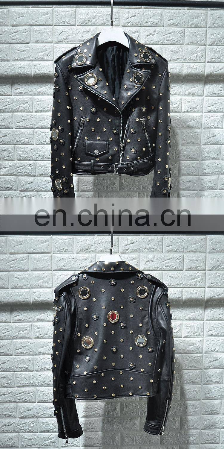 Soft Genuine Lambskin Leather Short Jacket Italian Leather Jacket Women