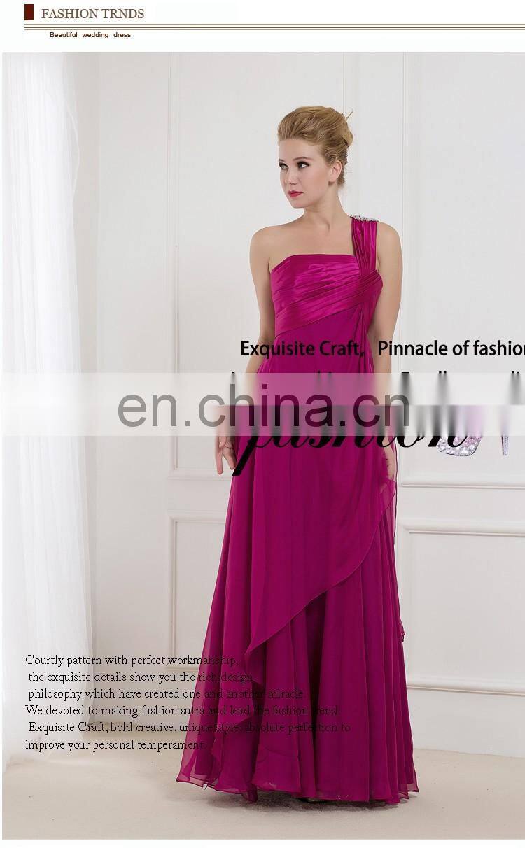 EM9017 A-Line scoop one shoulder slim Elegant bridesmaid dress | gentle lady formal dress