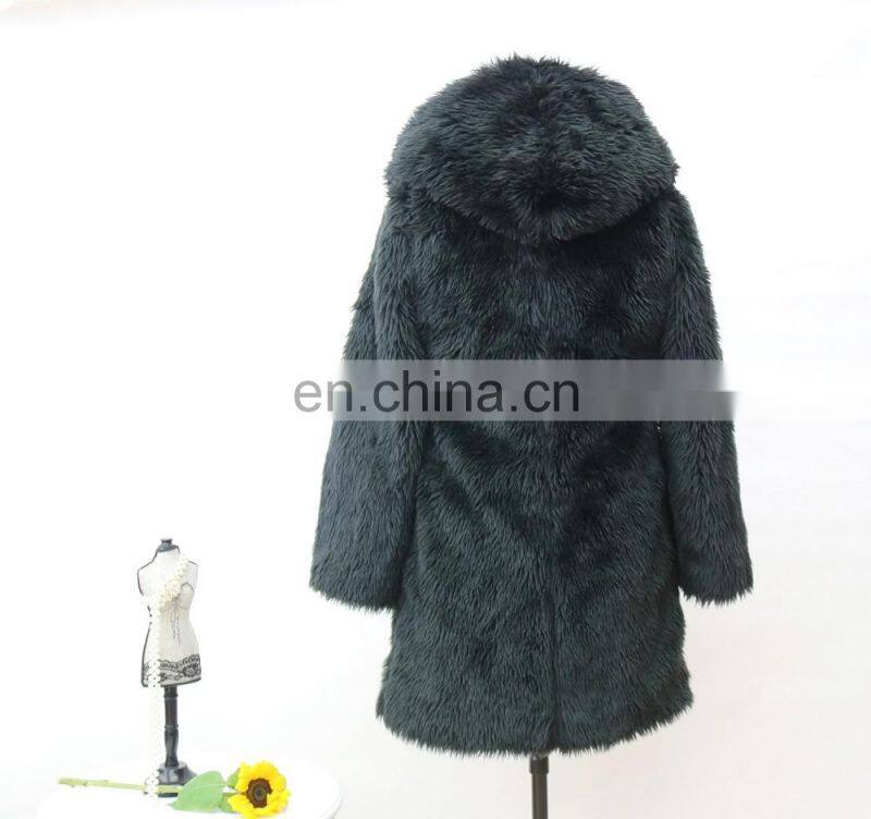 2016 wholesale ladies warm fake fur long coat