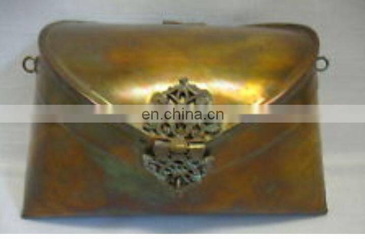 Vintage Decorative Brass and Copper Pillow Purse with Velvet Interior