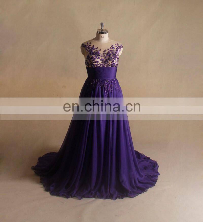 Beaded Trim For Chiffon Purple Wedding Dress