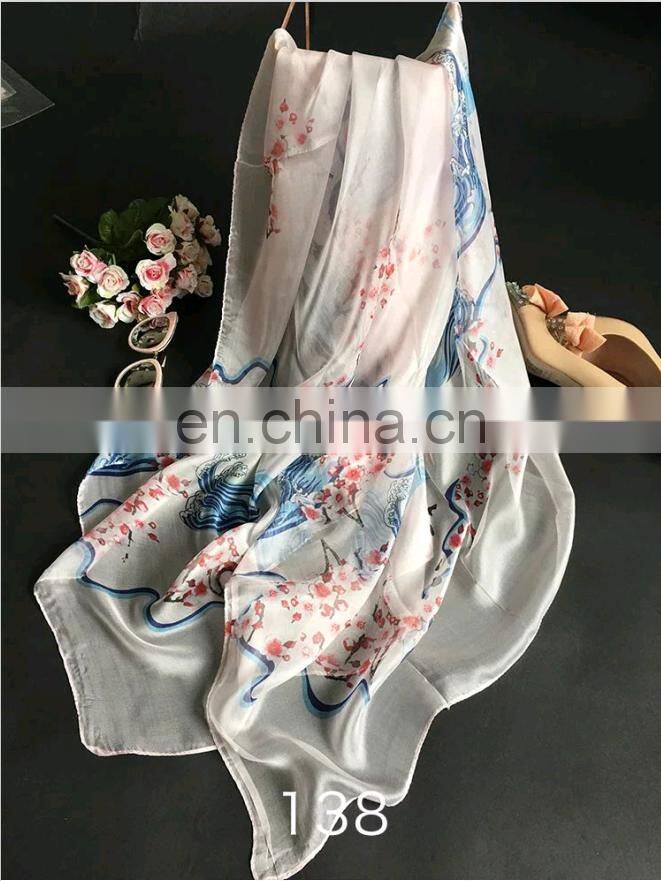 high quality feel soft pure silk scarf chinese scarf