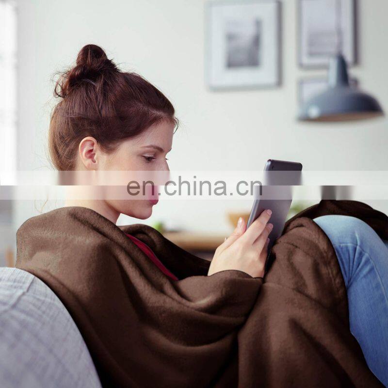 Brown Flannel Fleece Bed Blanket Lightweight Bedspread Blankets All Seasons Plush Warm Solid Blankets for Bed Couch Sofa