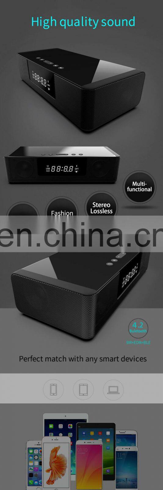 custom design mini portable wireless speaker fabric bluetooth speaker with fm radio Qi Charger