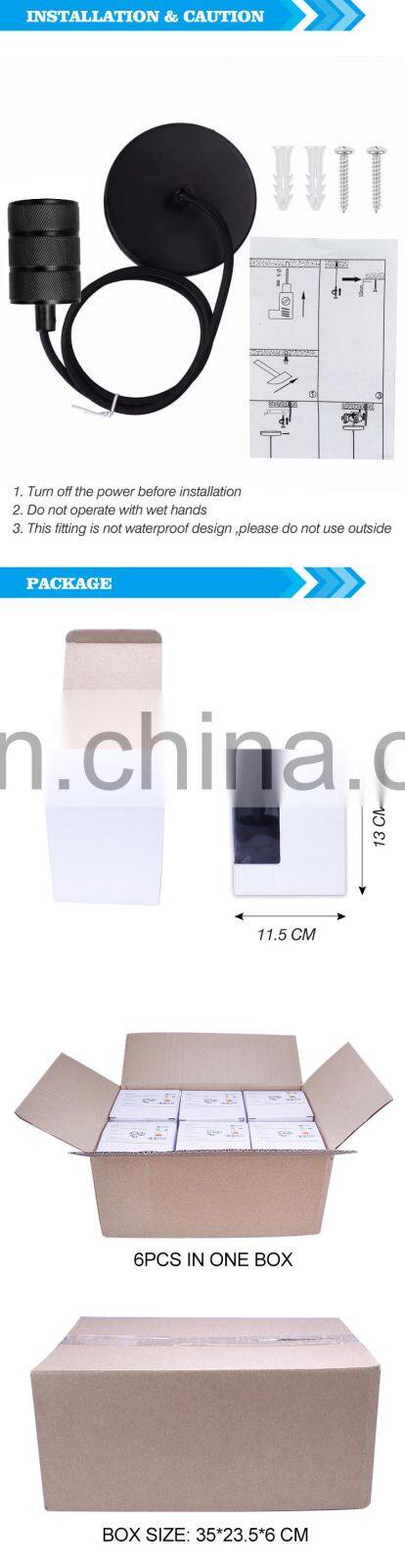 Ceiling Textile Cord E27 pendant light fitting for house metal light fitting kits