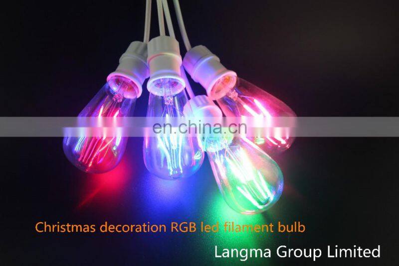 st58 dimmable st58 clear amber glass 2200k e22 e27 b22 3.5W RGB carbon led filament bulb