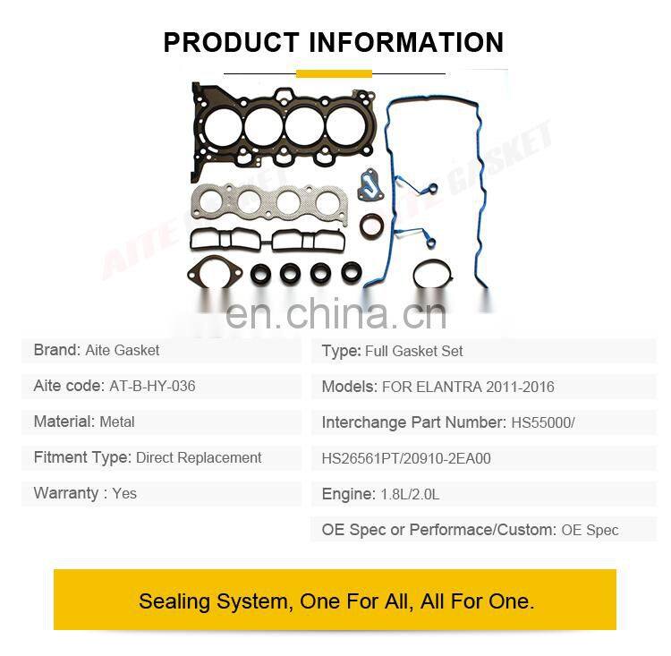 Hot selling 1.8L 2.0L gasket for hyundai elantra Head Gasket Full Gasket kit Good Quality Head set