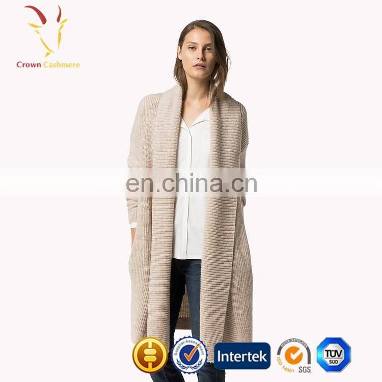 Long Teal Jersey Yellow Knit Cardigan Women