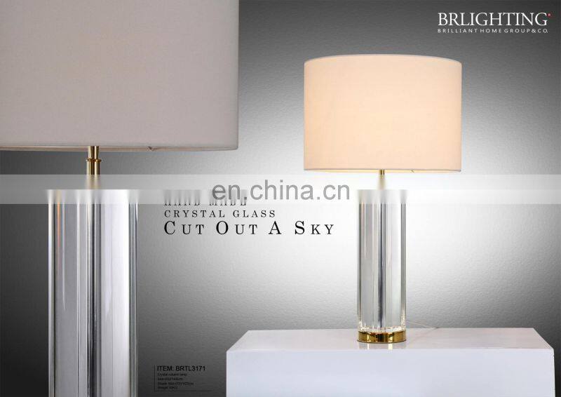 Newest High End Design Gold Metal Crystal Column Table Lamp For Restaurant Villa Home Bedroom