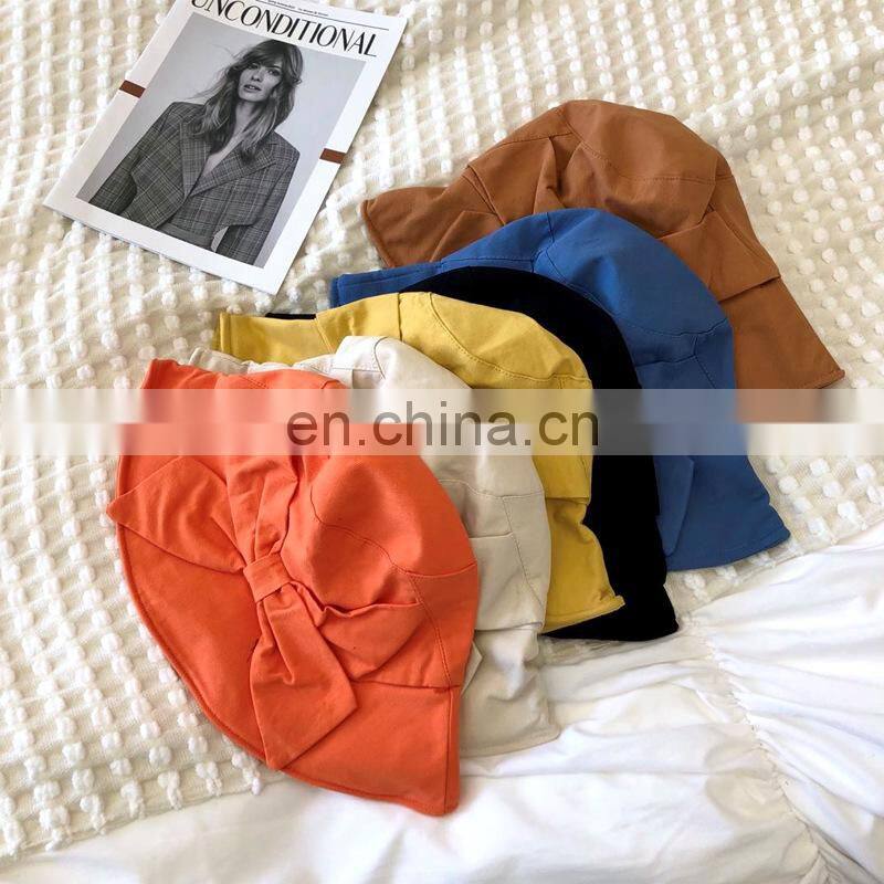 Customized fisherman hat spring and summer leisure sunshade soft foldable basin big bow sun hat