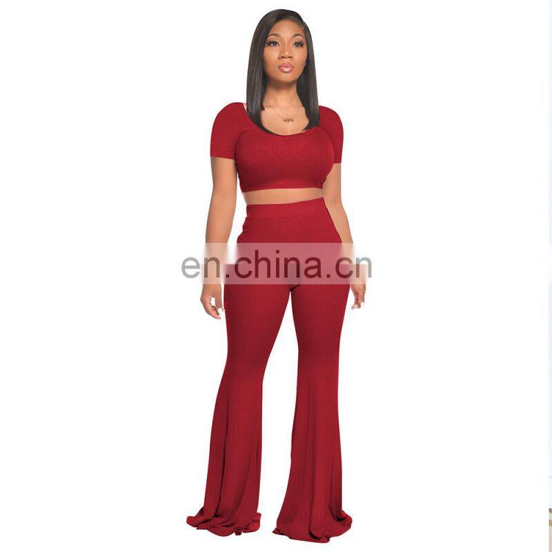 2021 Two Piece Set Women Clothing,2 Piece Set Women,Sexy Costumes Crop Top Matching Sets Outfit Two Piece Pants Set