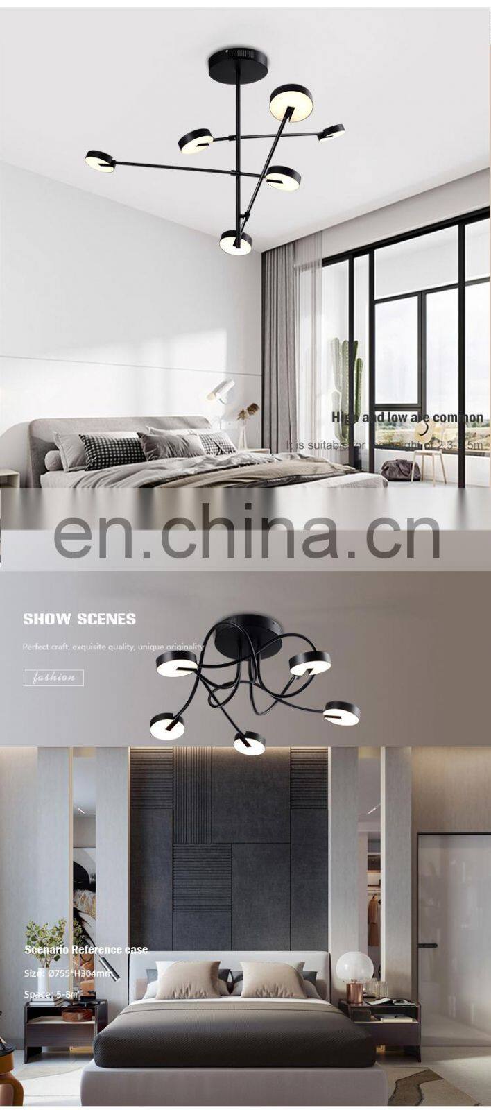 HUAYI New Model Modern Style Living Room Decoration Acrylic Iron LED Pendant Light